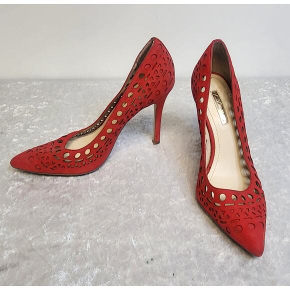 BCBGeneration Leather Red/Orange Pointed Toe Pumps-Size 5.5M - Picture 2 of 8